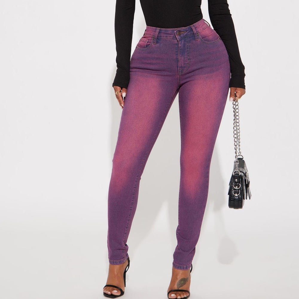 Stretchy Skinny Jeans Fuchsia purple pink ombré size 15